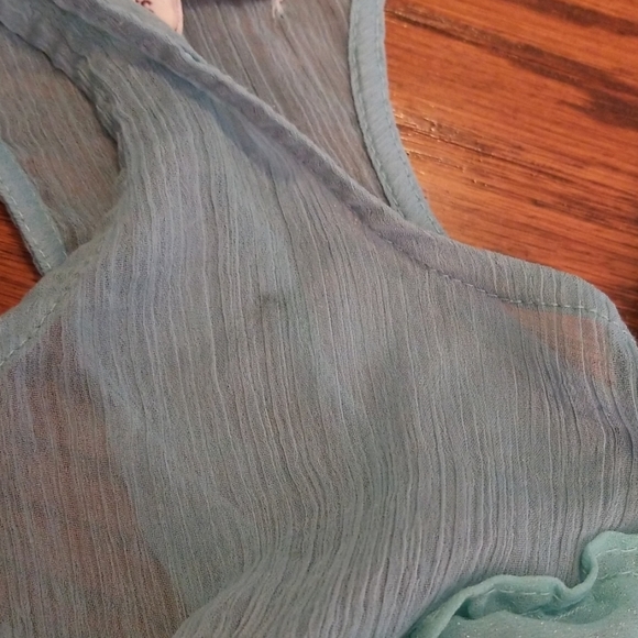 Beautiful SO ruffled blouse semi sheer. - Picture 3 of 3